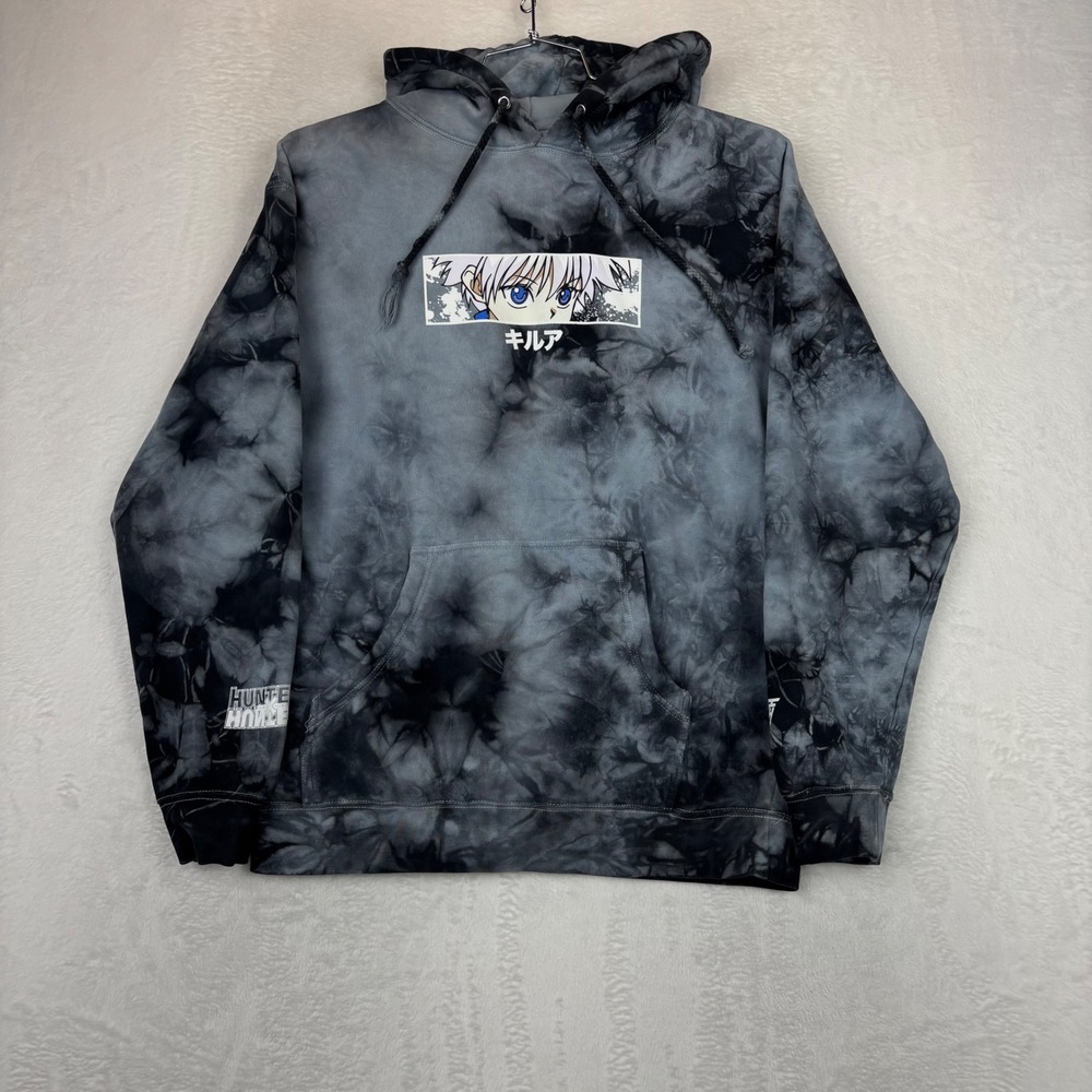 Hypland Hunter x Hunter Killua Eye Tie Dye Hoodie Mens Medium Black Grey Anime